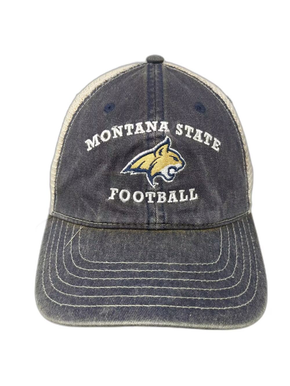 Montana State Bobcats Football NCAA CapAmerica Blue Beige Trucker Hat One Size
